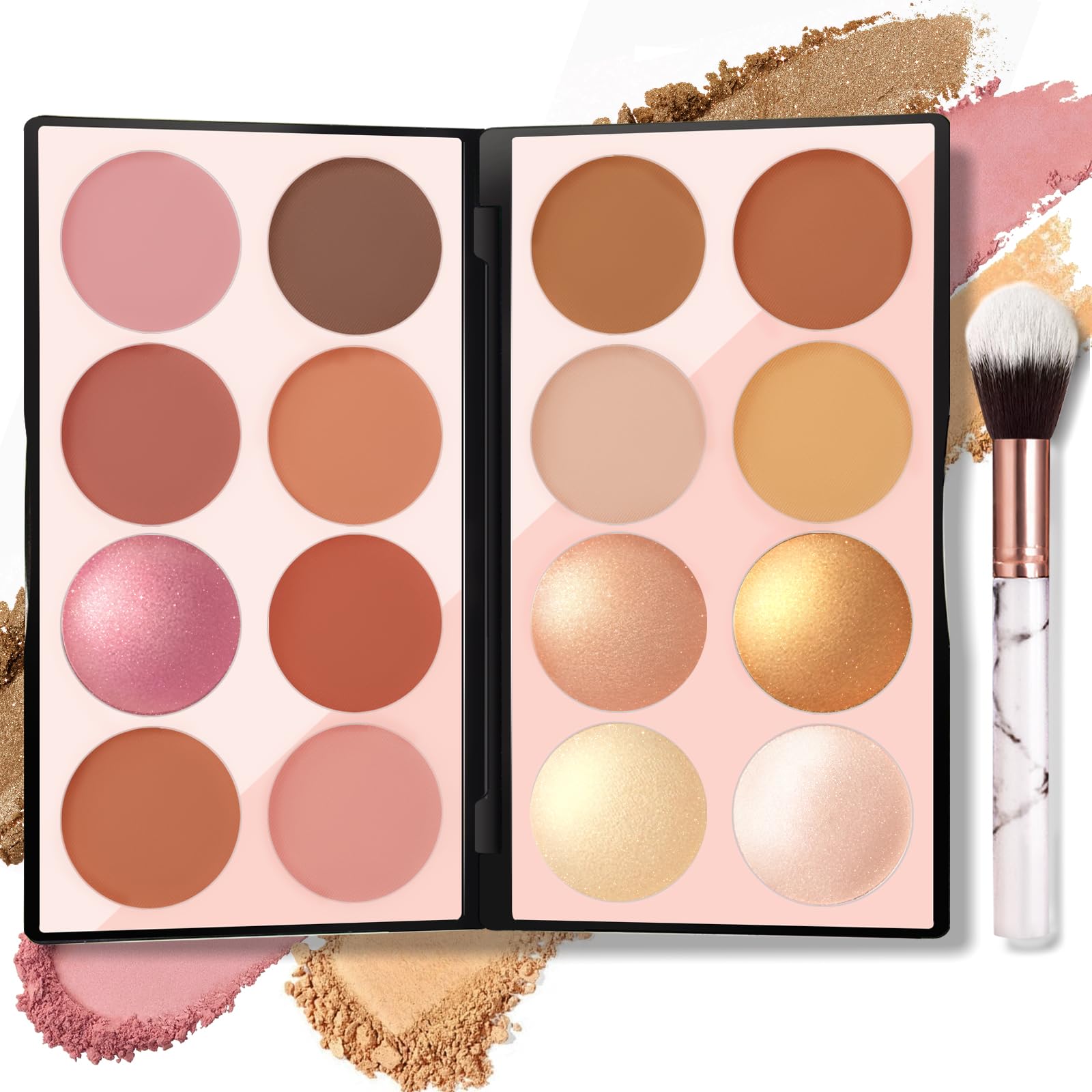 NewBang 16-color blush contour highlighter palette closed, all-in-one makeup for versatile looks.