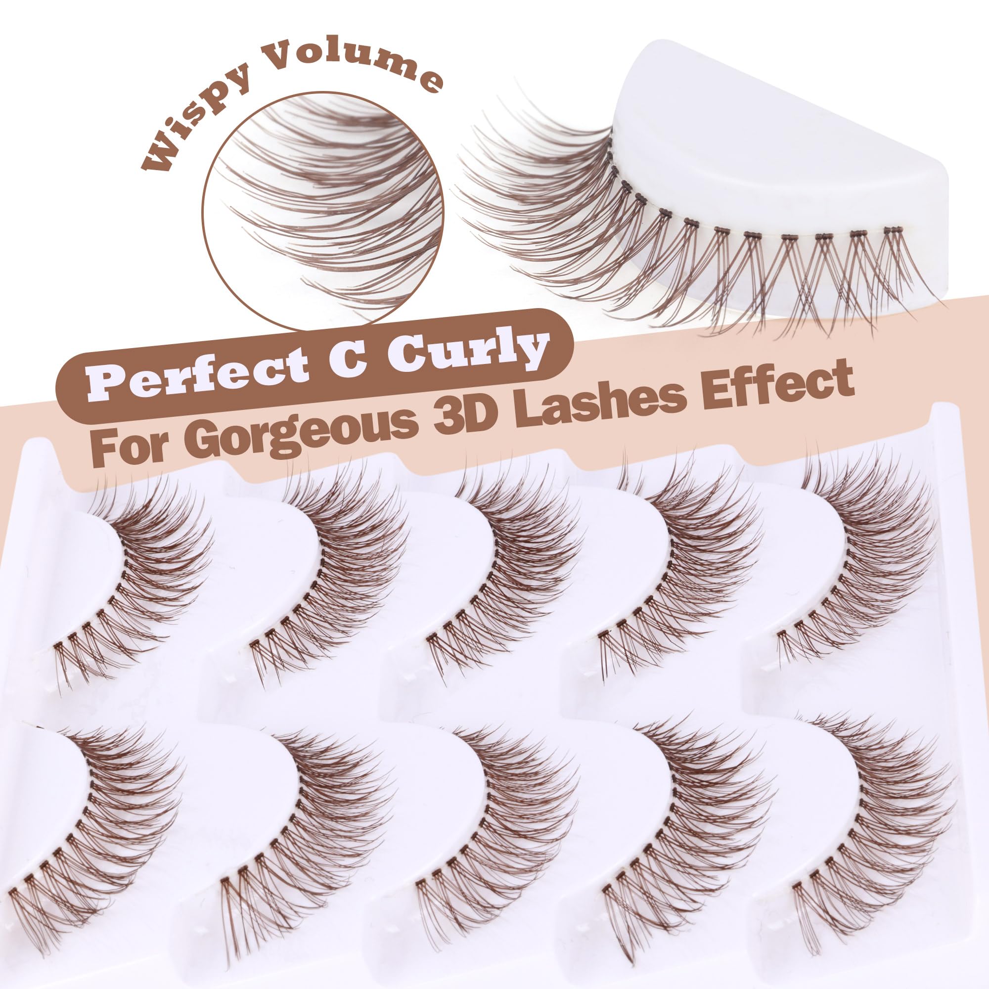 Newcally Brown Lashes cat eye effect for everyday glamour