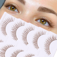 Newcally Brown Lashes natural look close-up for seamless blend with light hair