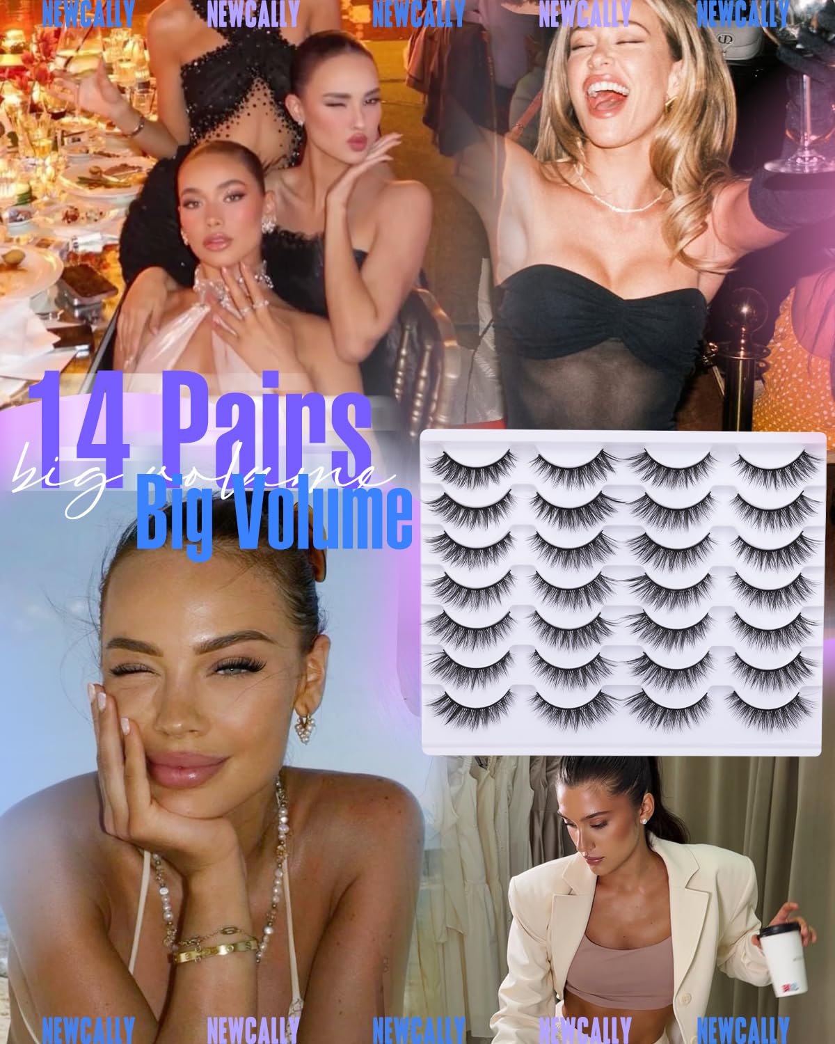 Newcally Cat Eyes Wispy Lashes reusable up to 15 times with care