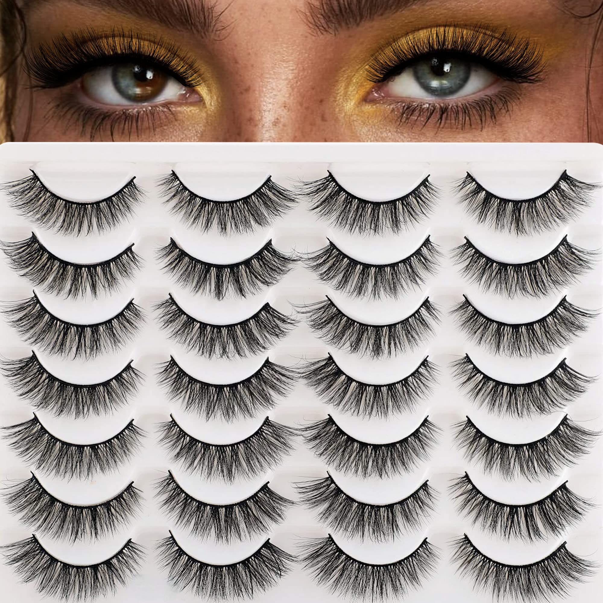 Newcally Cat Eyes Wispy Lashes hand knotted for unique texture