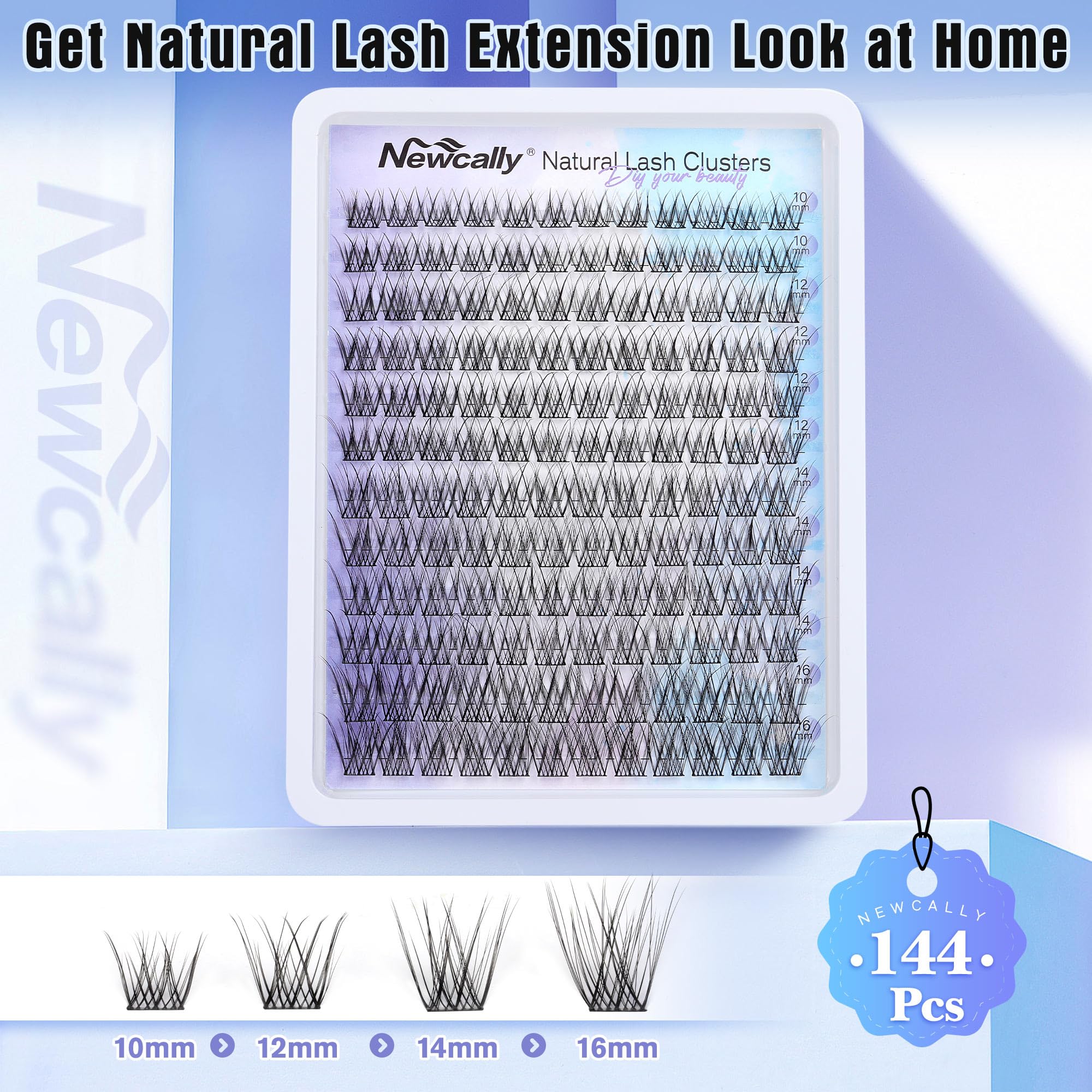 Newcally DIY lash extension kit components for 10-16 mm length.