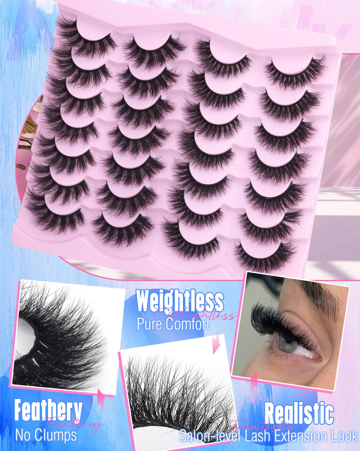 Newcally dramatic eyelash pack 14 pairs for versatile looks.