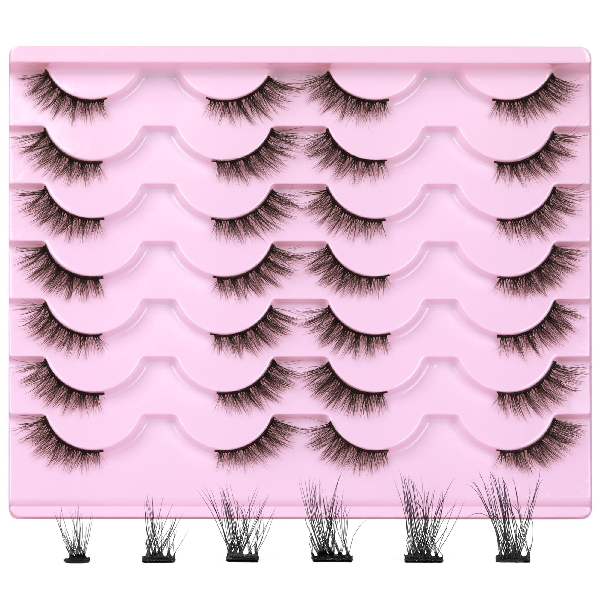 Newcally half lashes mink for a natural cat-eye with subtle 3D volume