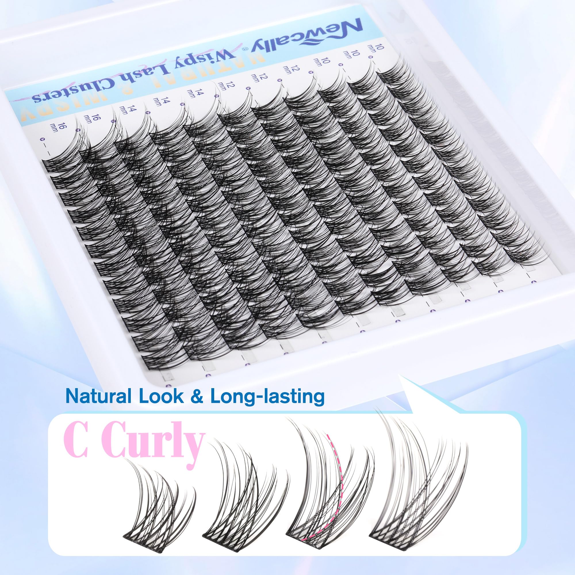 Newcally lash remover safely lifts clusters for easy cleanup.