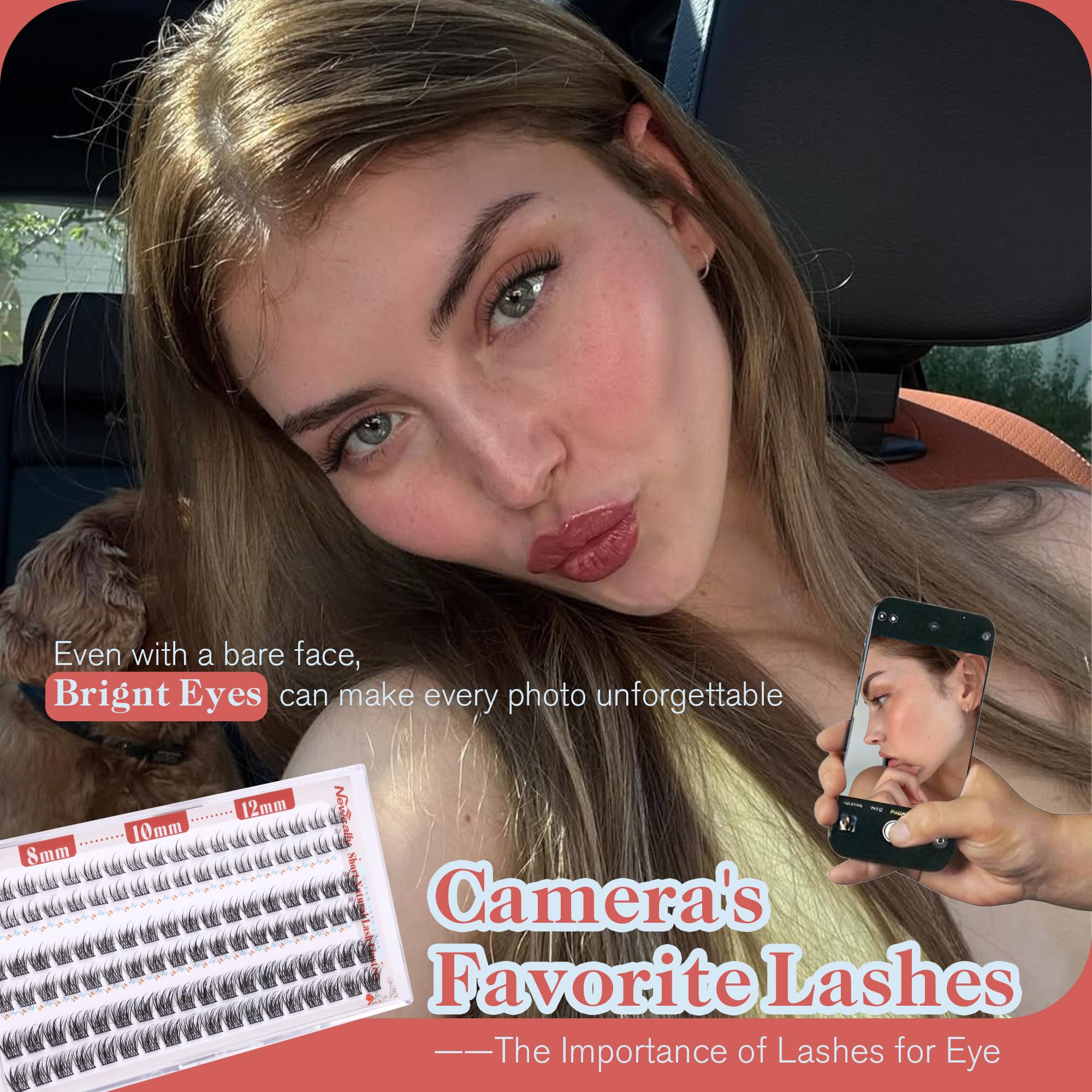Newcally lightweight lash clusters feel barely there while adding subtle volume.