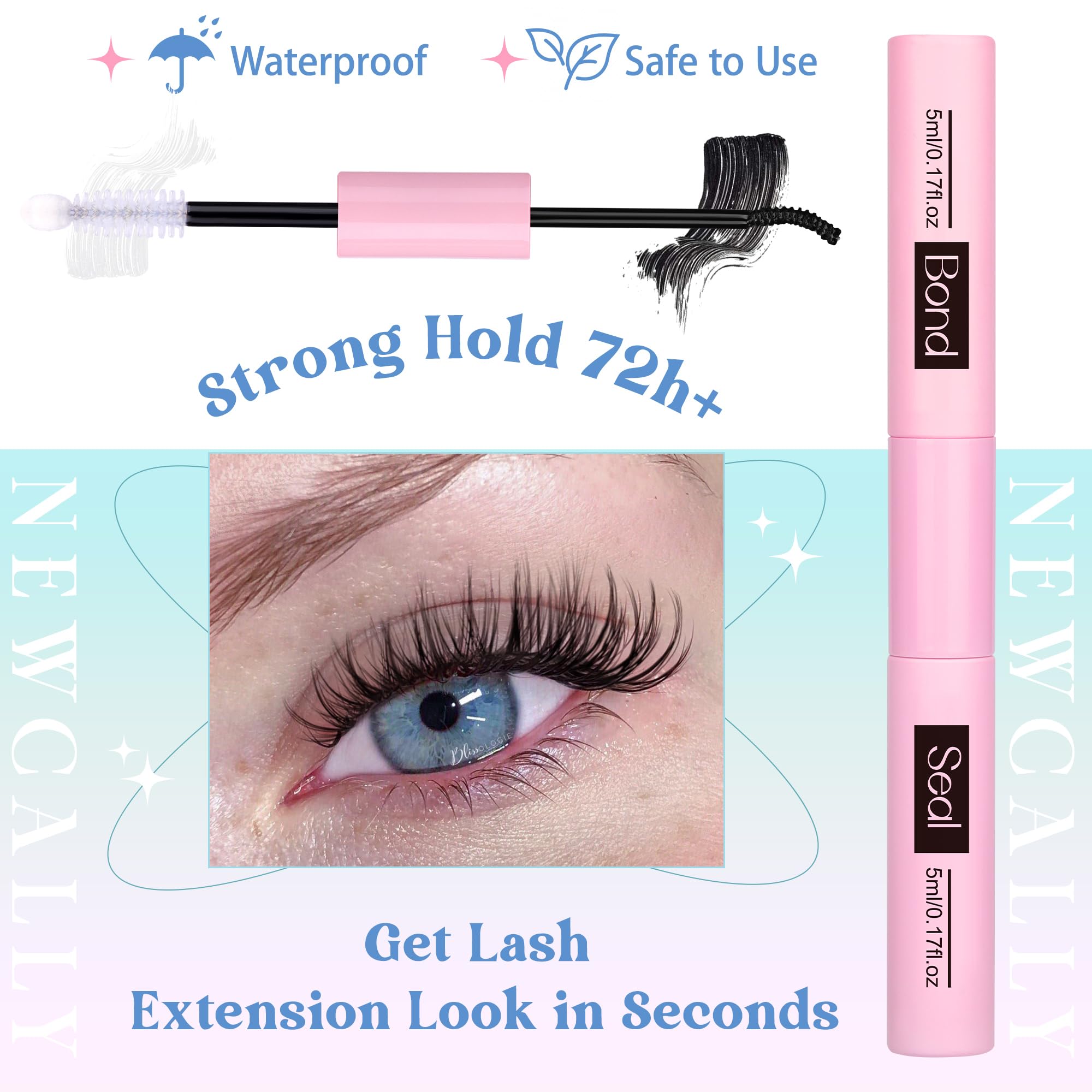 Newcally long-lasting hold adhesive—keeps clusters in place for hours.