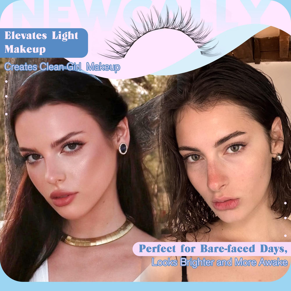 Newcally natural C-curly clusters shape a lively lash line.
