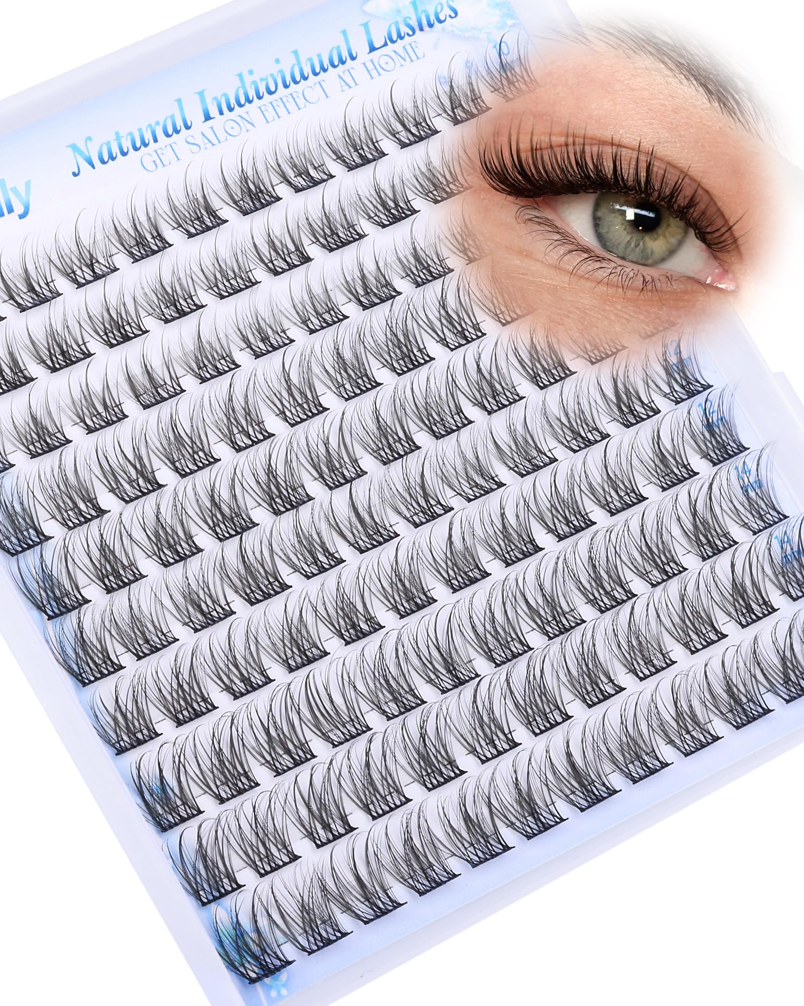Newcally Natural Lash Clusters in C-curly 10-14mm closeup for subtle, natural-looking volume