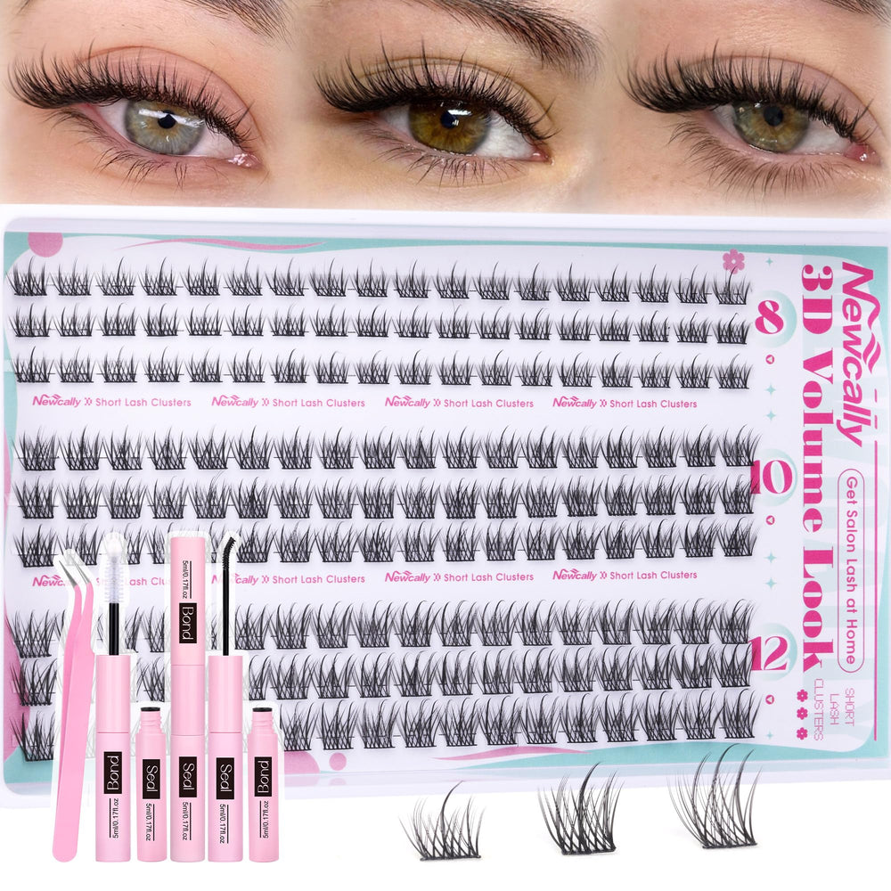 Newcally natural lash clusters kit 8-12mm for subtle enhancement and easy application