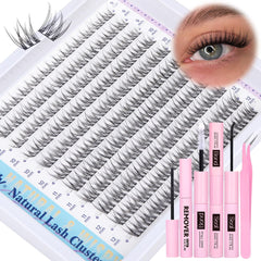 Newcally natural lash clusters kit with 9-12mm lashes for a subtle daily enhancement.
