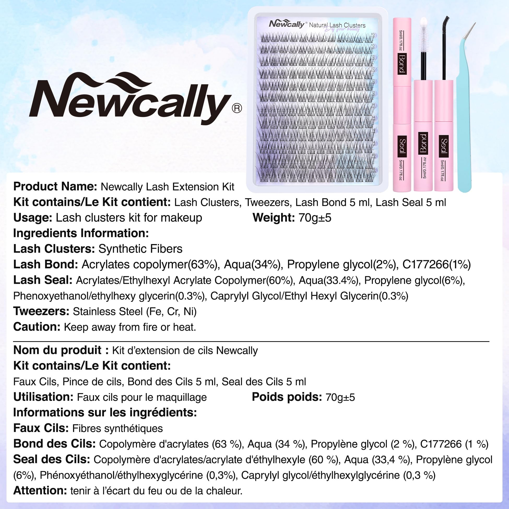 Newcally natural-look lash clusters for everyday elegance