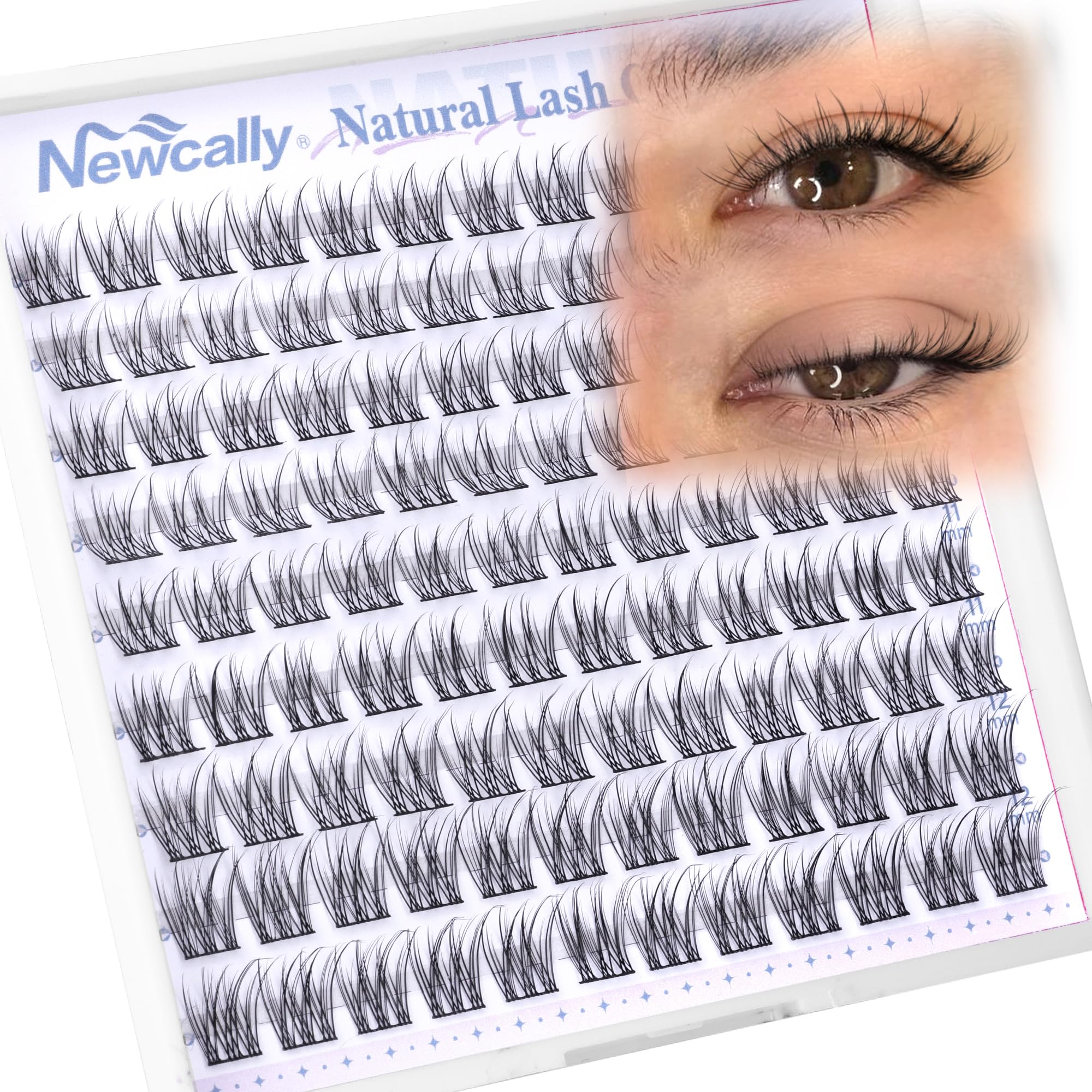 Newcally natural short lash clusters 9-12mm for clean eye makeup and subtle lift