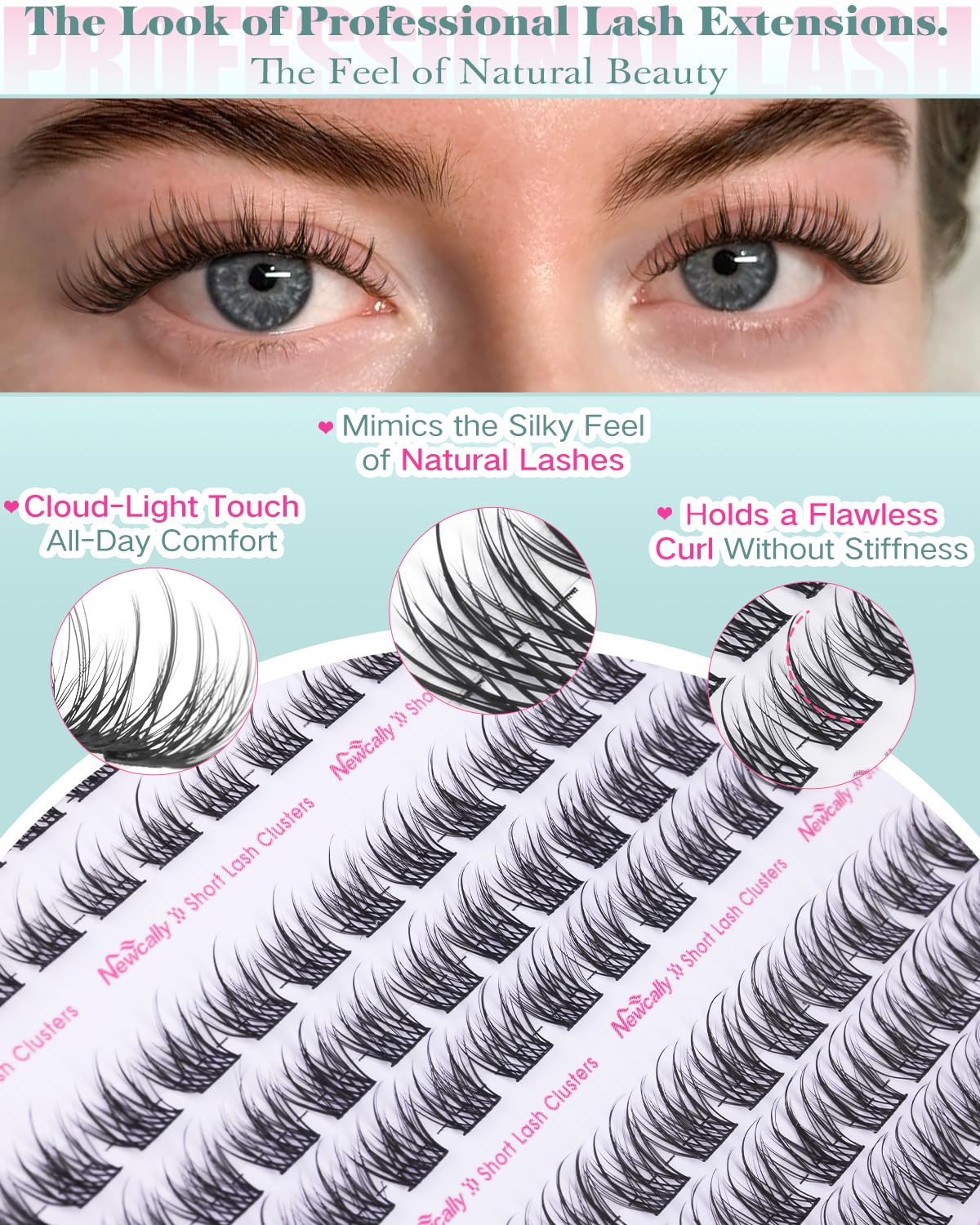 Newcally short clusters 10mm for natural, everyday lashes