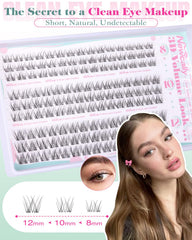 Newcally 12mm short lash clusters closeup showing fuller fringe.