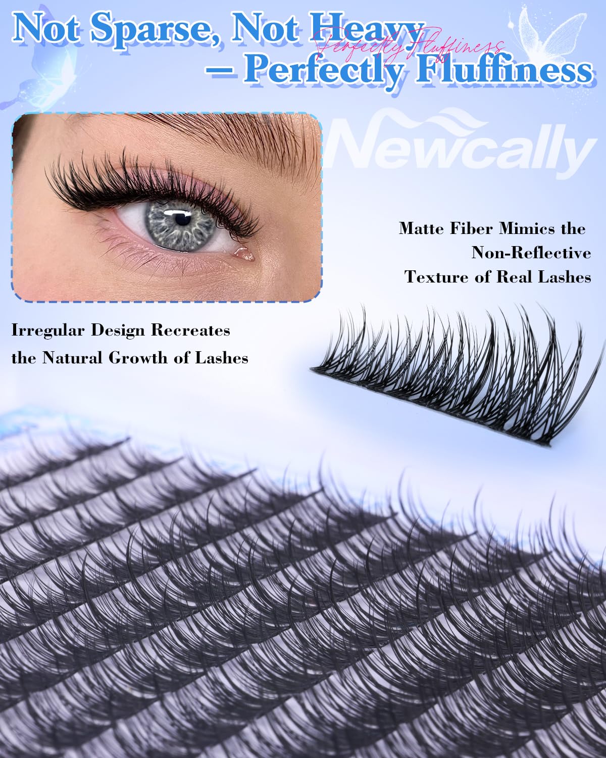 Newcally 12mm clusters add gentle volume and definition.
