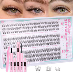Newcally 8mm short lash clusters closeup for natural fullness.