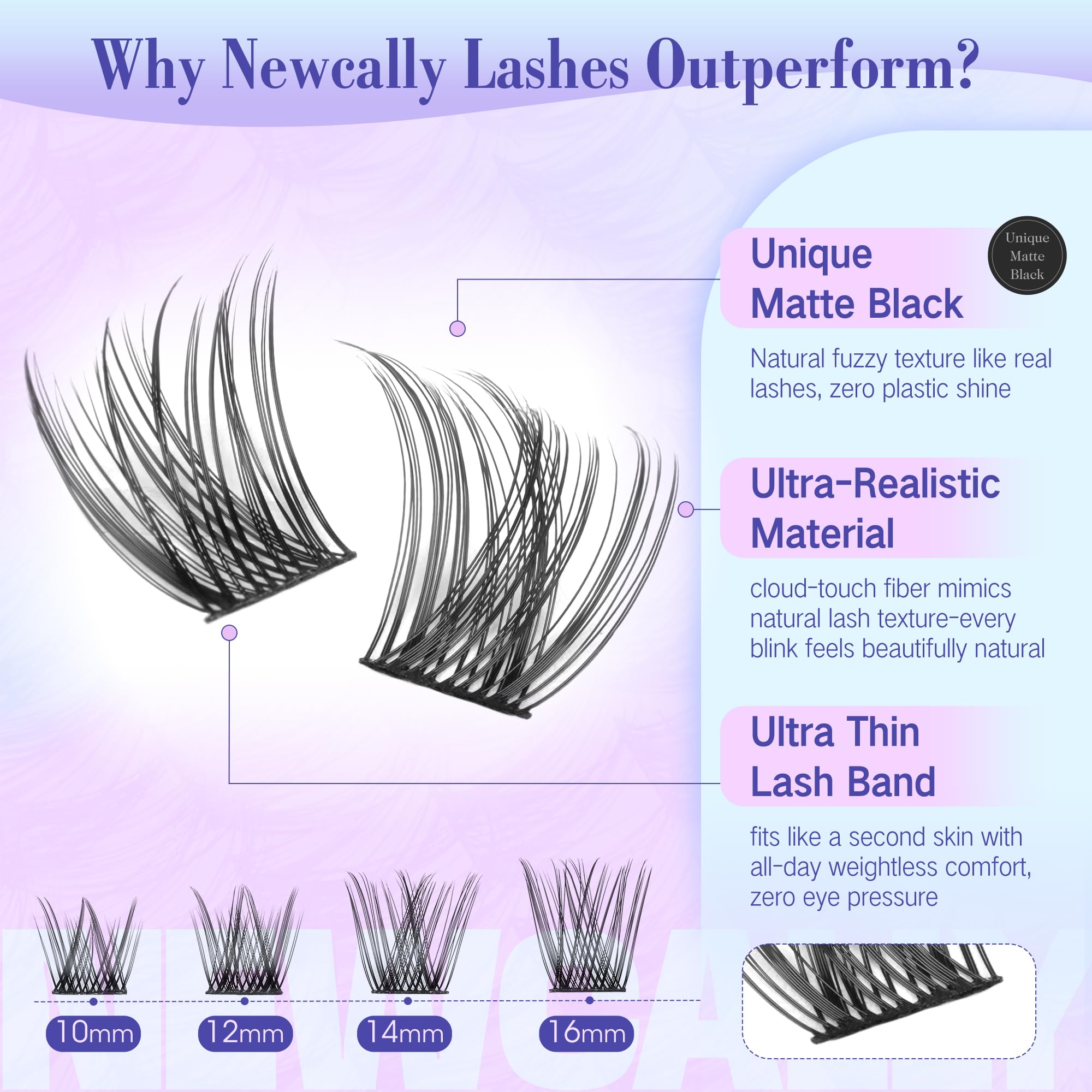 Newcally soft synthetic fiber lashes—lightweight comfort with durability.