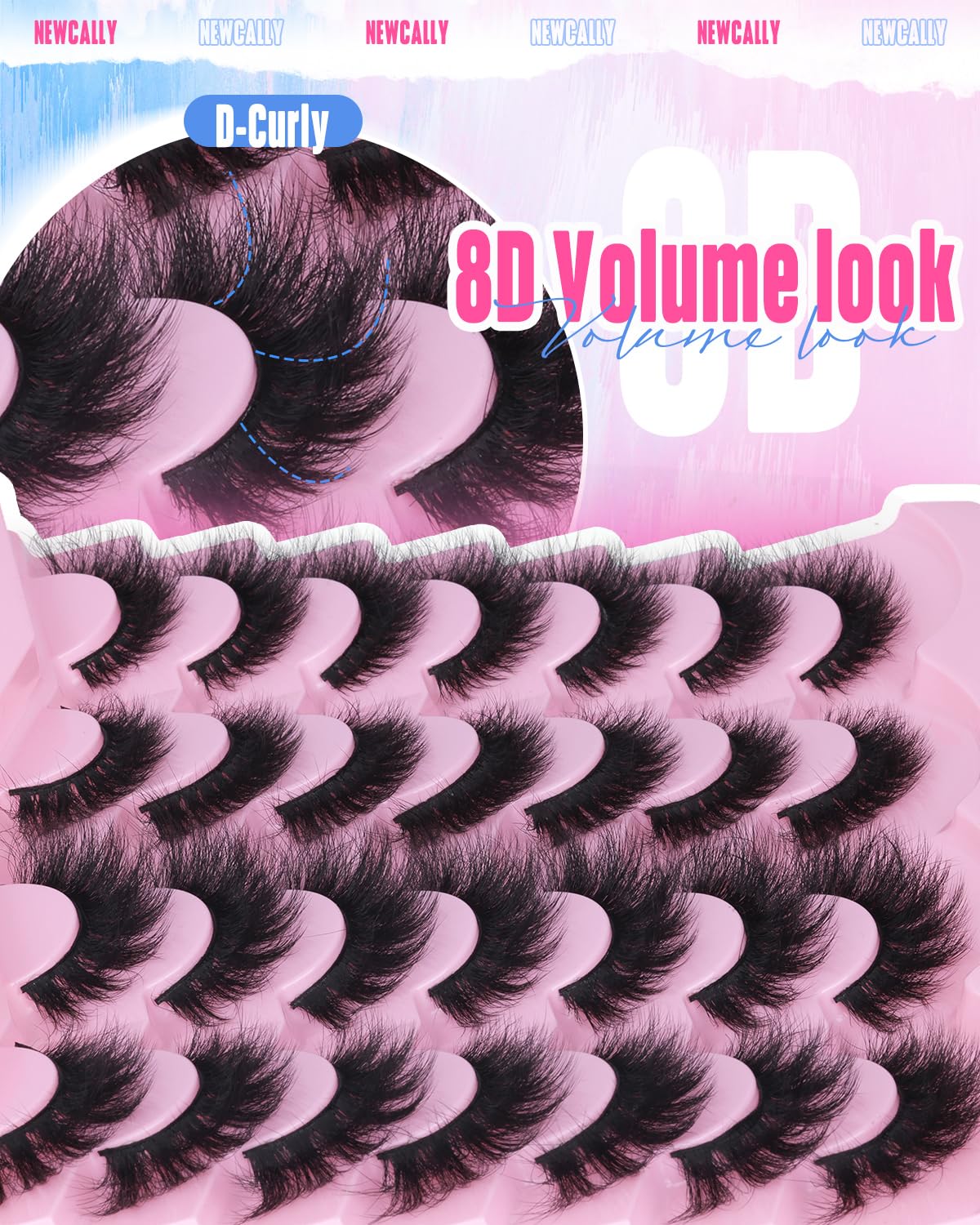 Newcally vegan soft synthetic fibers deliver cruelty-free allure.