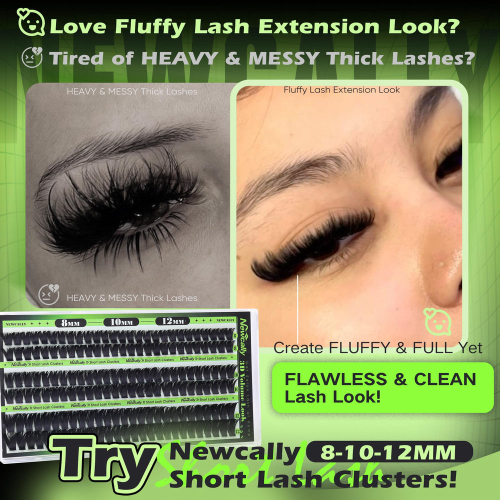 Newcally wispy CC-curly clusters blend with natural lashes for a soft look.