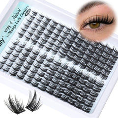 Newcally Wispy Lash Clusters closeup shows lightweight 3D fibers for comfortable wear.