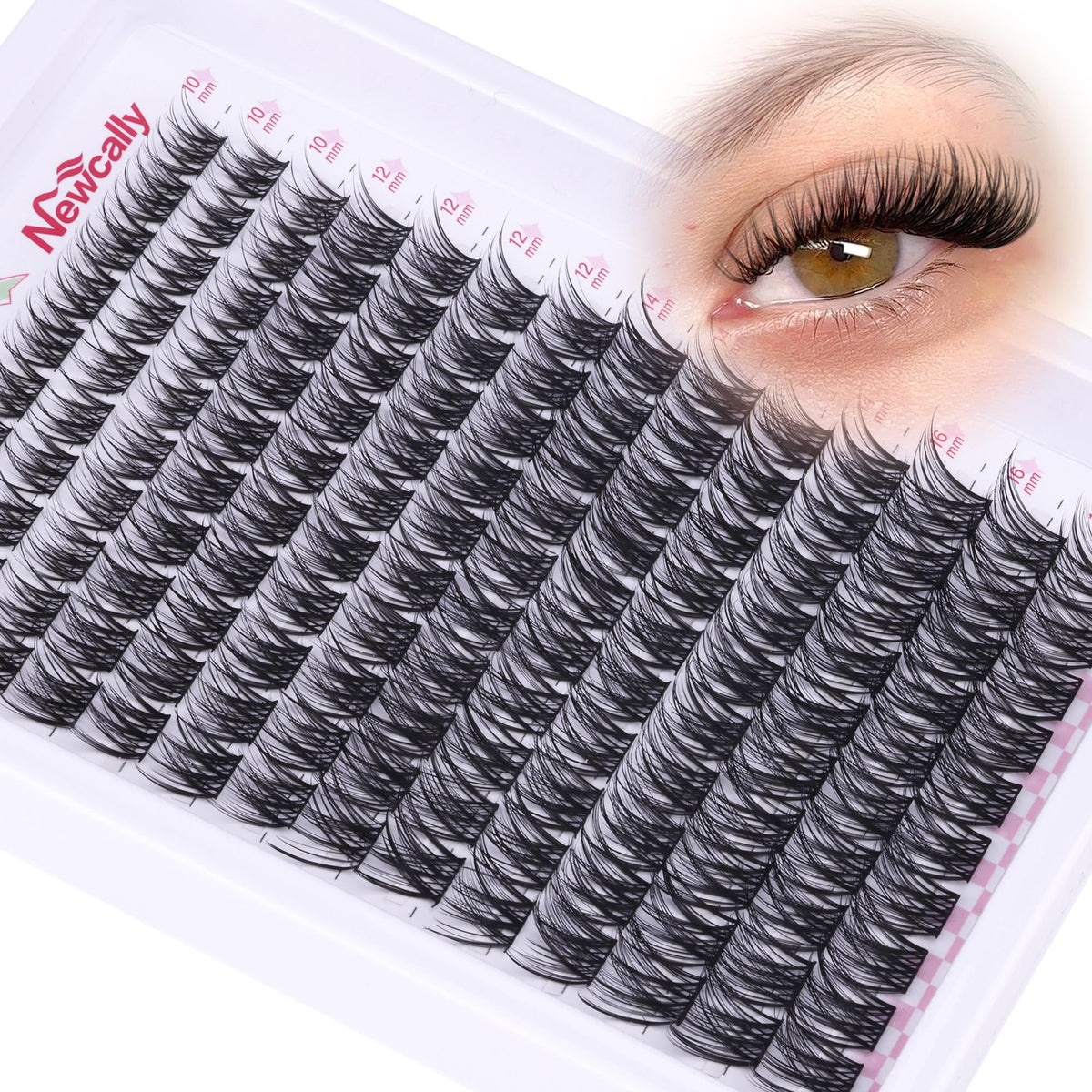 Newcally Wispy Lash Clusters pack close-up shows natural C-curly lift for daily wear
