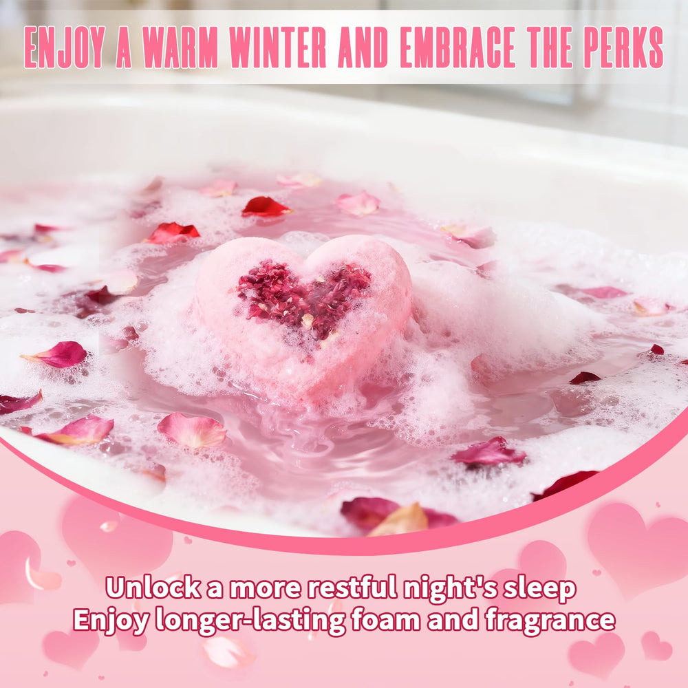 NEWFEIFAN bomba de baño rosa con aceite de rosa, fragancia duradera.