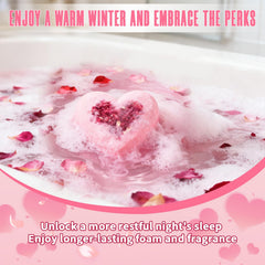 NEWFEIFAN bomba de baño rosa con aceite de rosa, fragancia duradera.