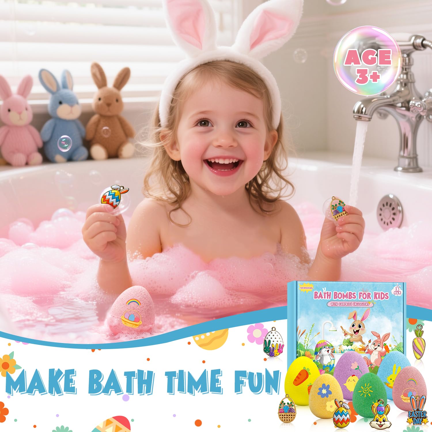 NEWFEIFAN huevo dinosaurio para baño, burbujas suaves y seguras