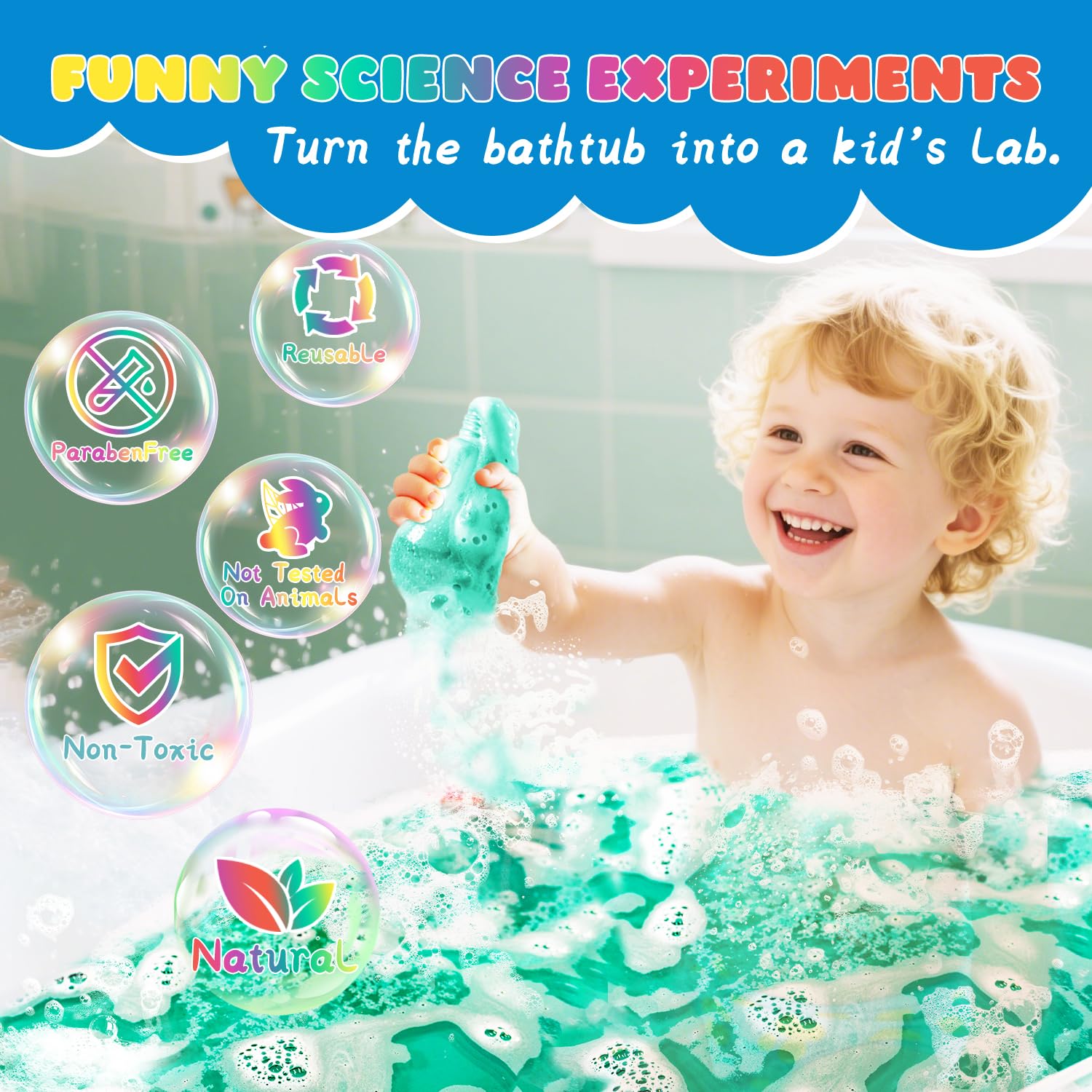 NEWFEIFAN Potions bath bombs are gentle on skin for sensitive kids' baths.