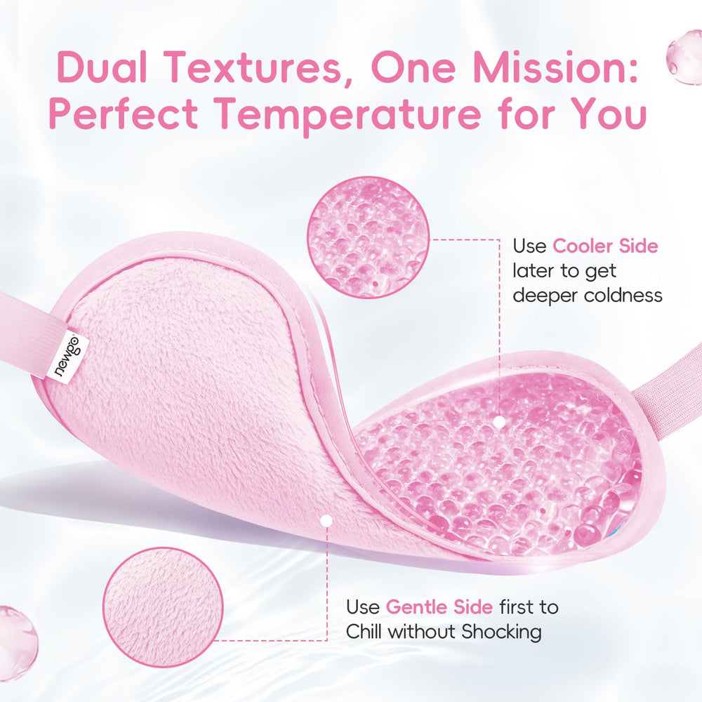 NEWGO cooling gel eye mask reversible design with dual temperatures.
