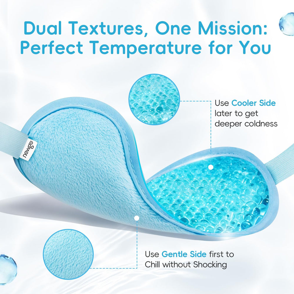 NEWGO dual-sided mask with plush side for comfort and plastic side for stronger cooling