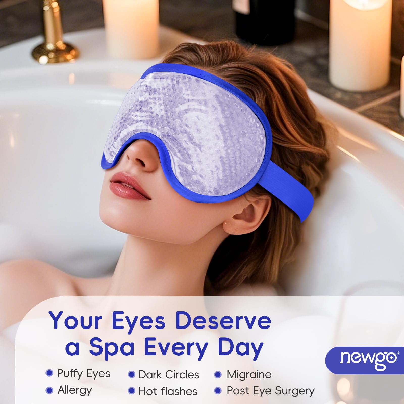 NEWGO mascarilla ocular con correa de ajuste para usar con comodidad.