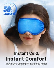 NEWLA gel-technology close-up demonstrates extended cooling for tired eyes.