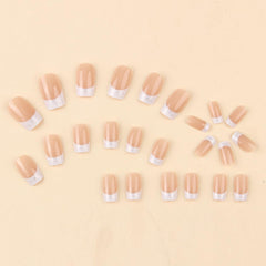 Uñas falsas NEWSPIED brillo plateado y gradiente blanco para ocasiones especiales