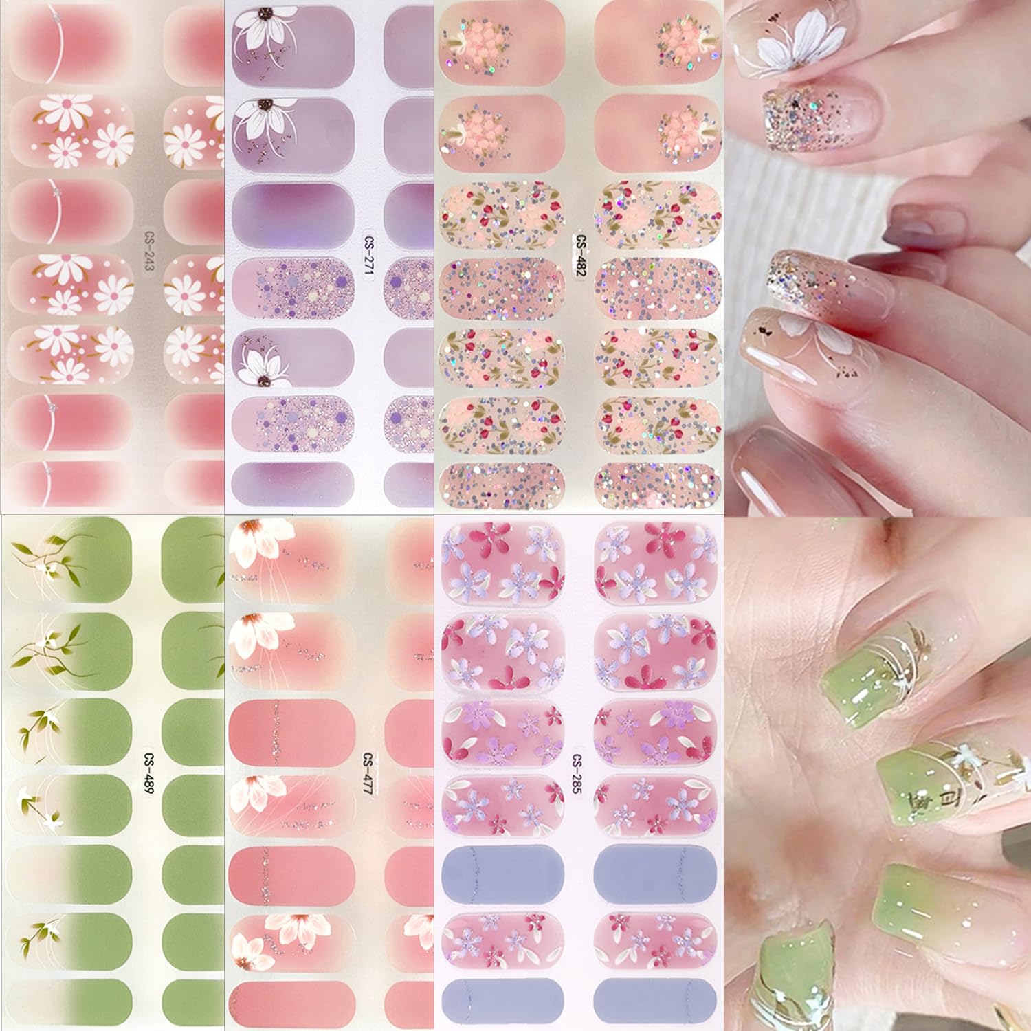 NEWSPIED Spring Gel Nail Strips with flowers for versatile floral nails