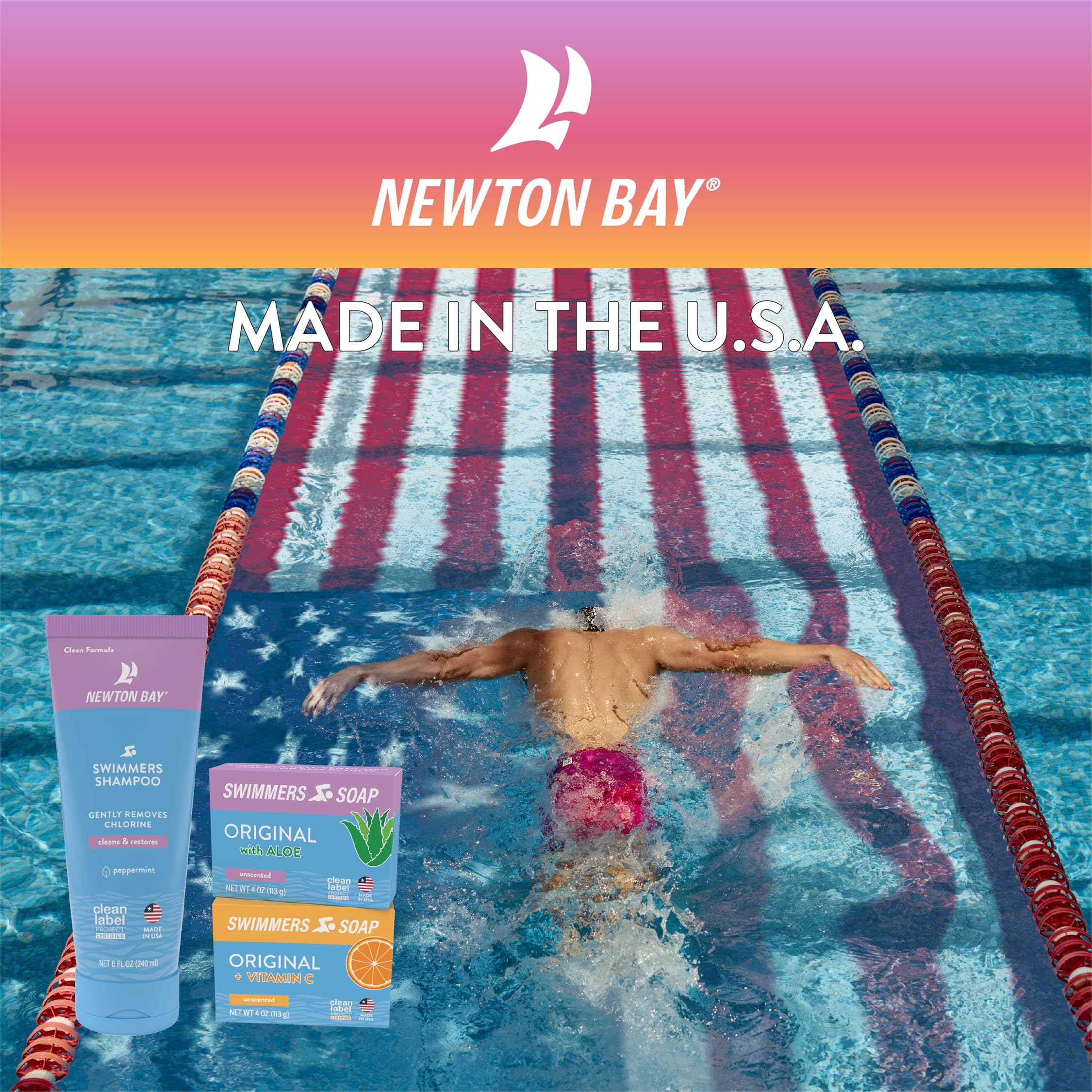 Newton Bay Swimmers Soap Certified Clean label signals safety.