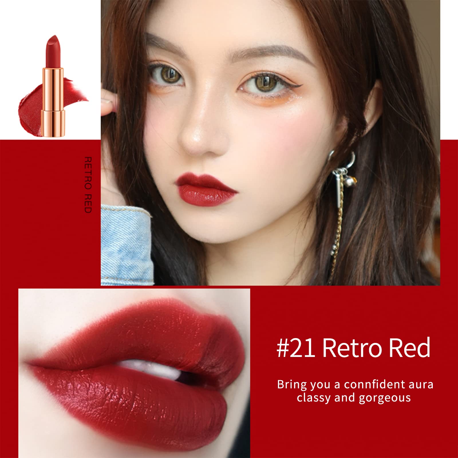 Newvenper barra de labios mate tono burgundia para looks nocturnos
