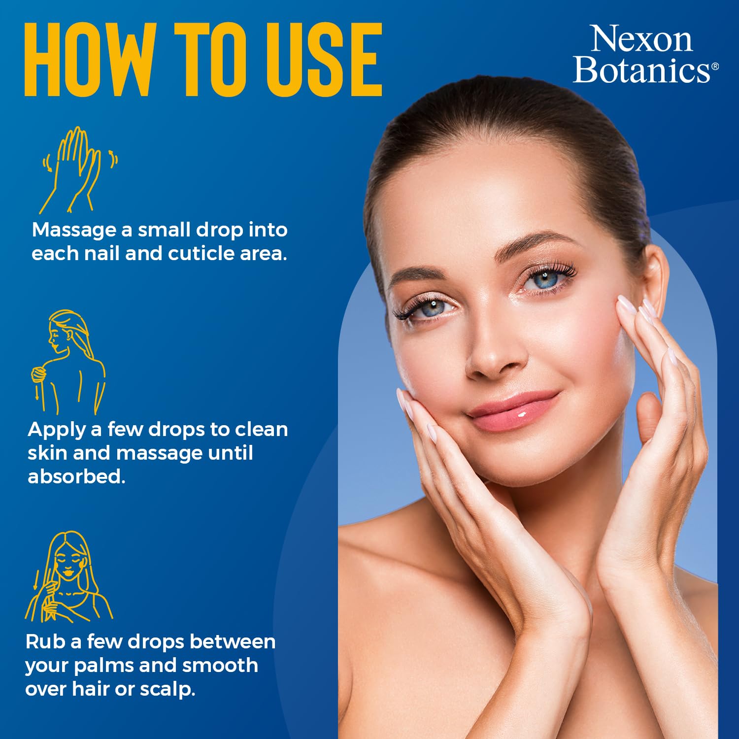 Nexon Botanics Aceite de vitamina E puro, aplicación facial ligero para pieles sensibles.