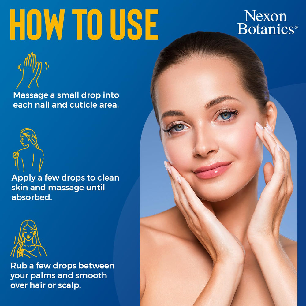 Nexon Botanics Aceite de vitamina E puro, aplicación facial ligero para pieles sensibles.