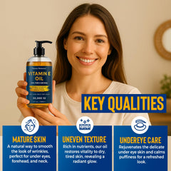 Nexon Botanics Aceite de vitamina E puro, gotero, uso diario para piel suave.