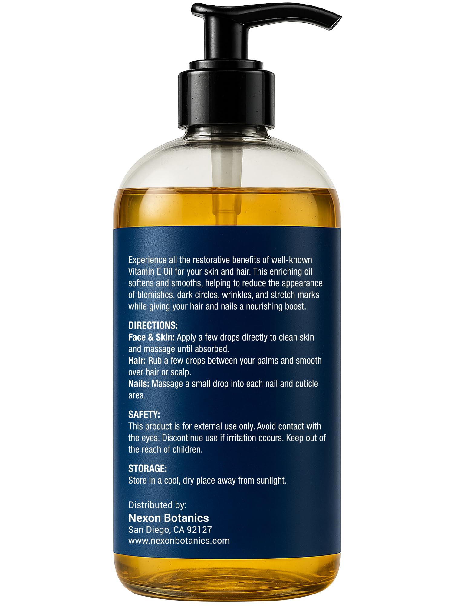 Nexon Botanics Aceite de vitamina E puro, sin fragancia para piel sensible.