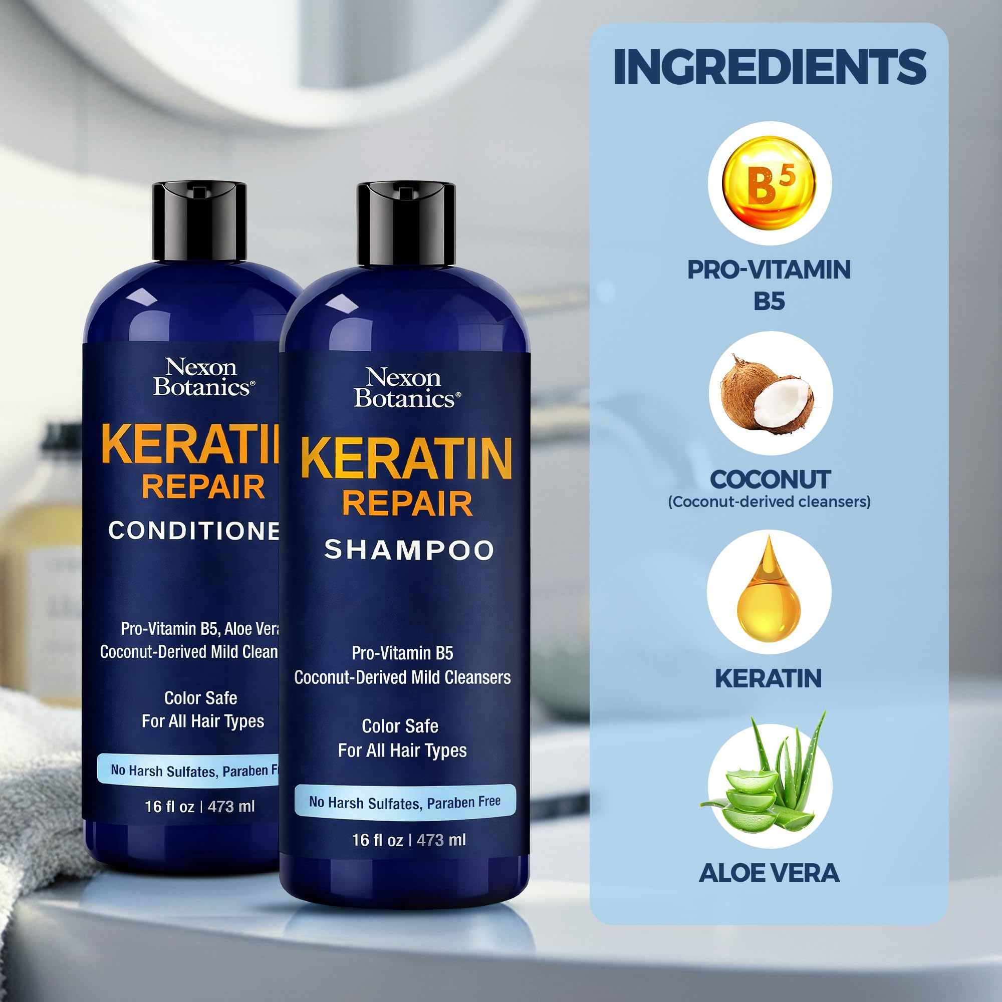 Acondicionador Nexon Botanics keratina en botella facilita desenredo y suavidad