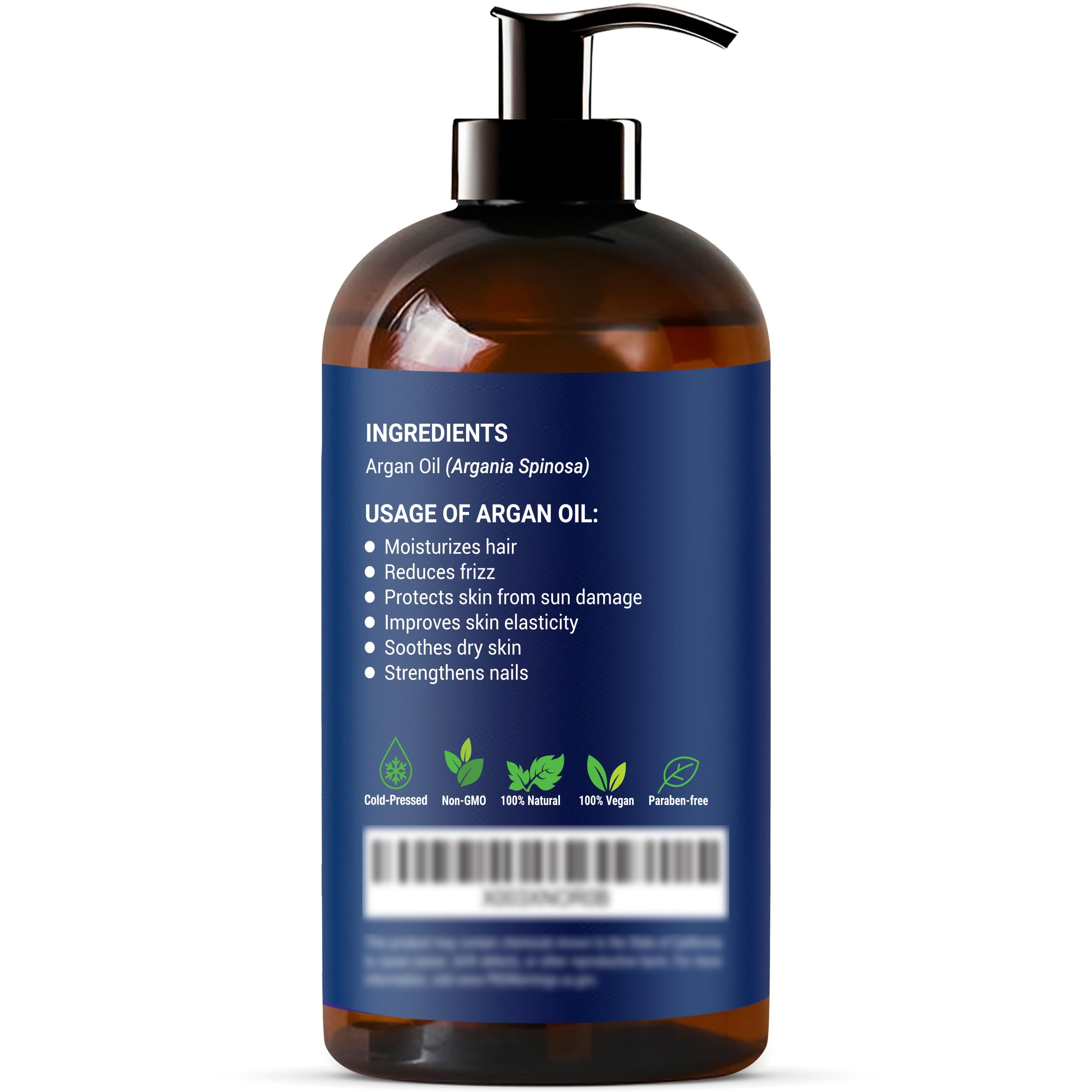 Nexon Botanics Argan Oil label highlights vegan formula.