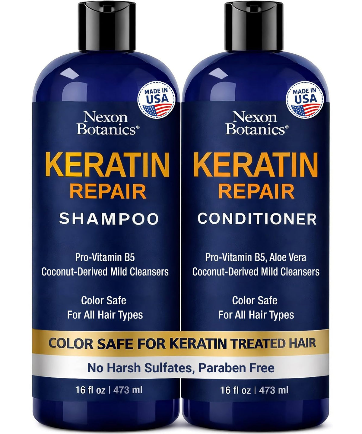 Champú Nexon Botanics con keratina en botella, fortalece cabello frágil y aporta brillo