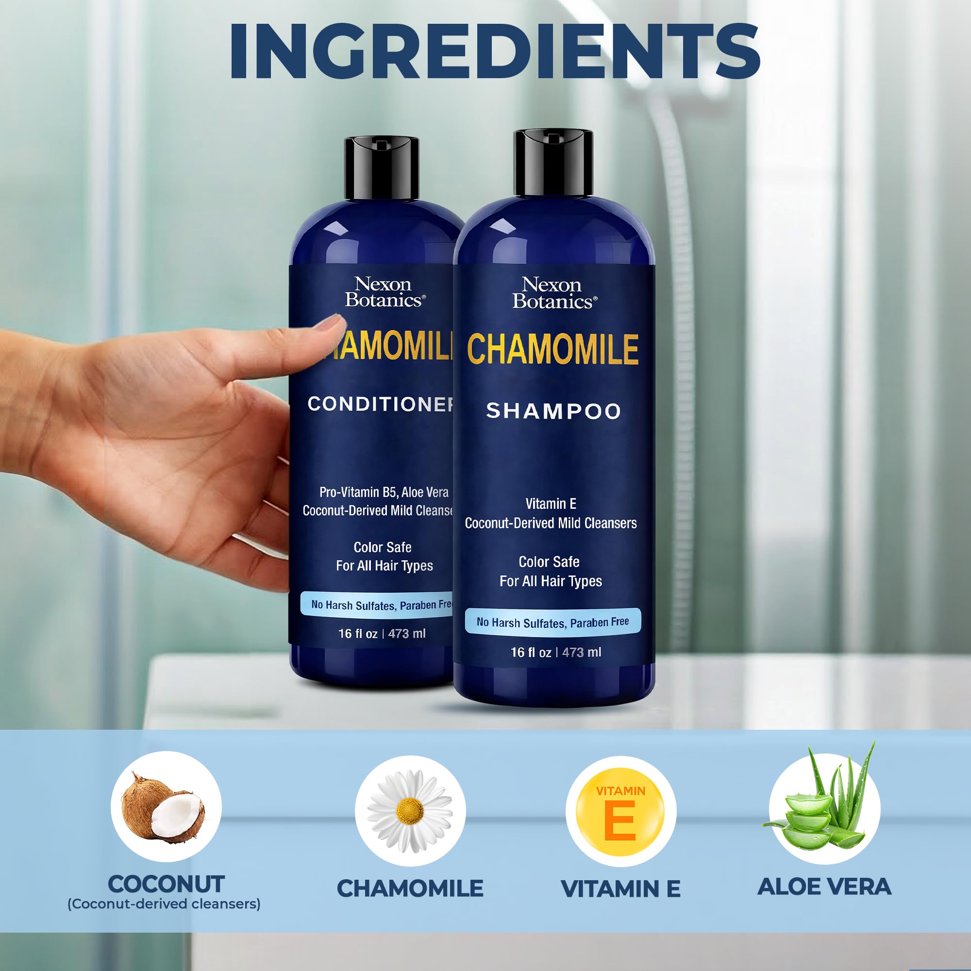Nexon Botanics Acondicionador de Manzanilla en crema, cabello suave y fácil de peinar.
