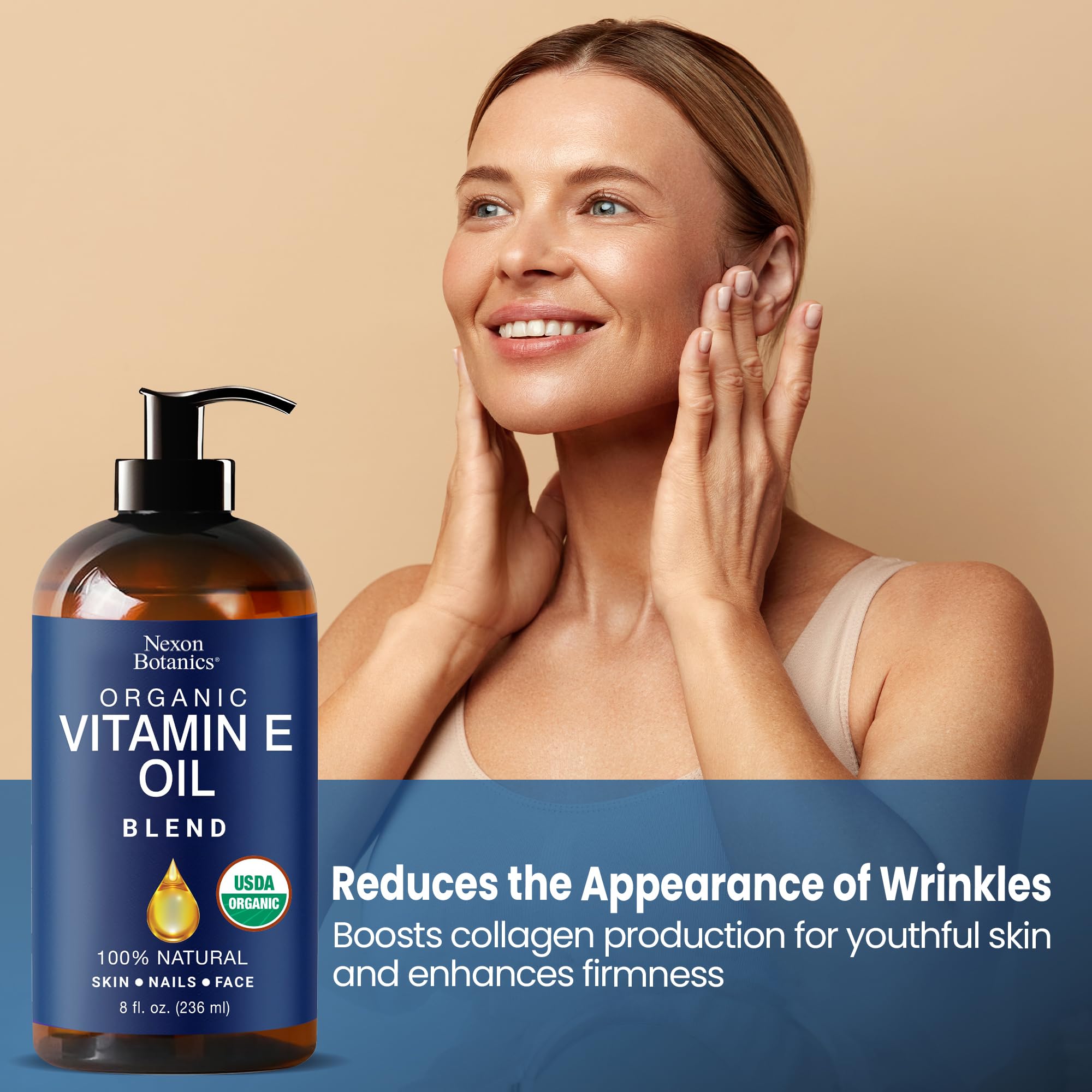 Lavender-scented Nexon Botanics Vitamin E oil blend for calming aromatherapy moments
