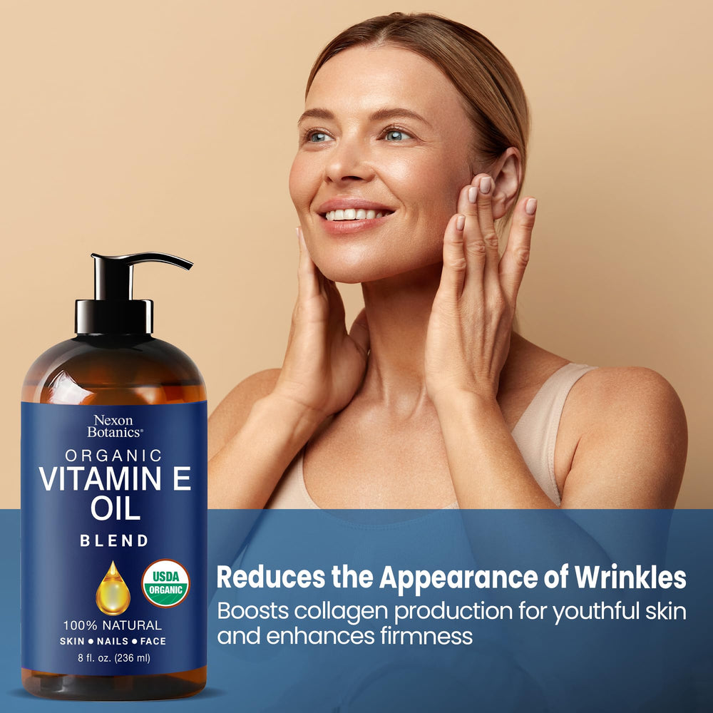 Lavender-scented Nexon Botanics Vitamin E oil blend for calming aromatherapy moments