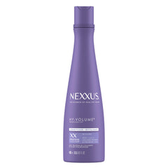 Nexxus HY-VOLUME Acondicionador, foco envase frontal, ofrece volumen duradero sin peso.