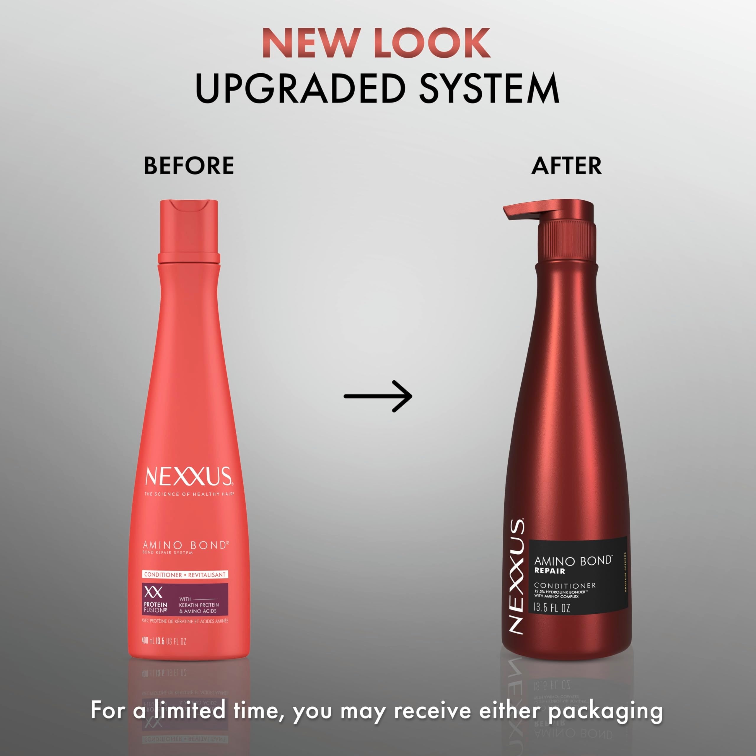 Aplicación del acondicionador Nexxus Amino Bond sobre cabello mojado repara la fibra.